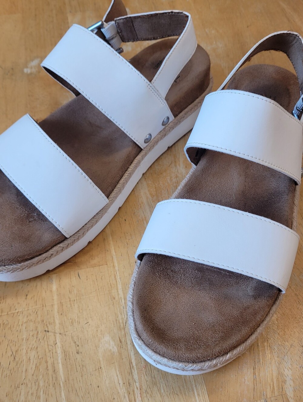 Espadrille Platform Sandal White Tan Size 9
